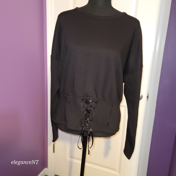 Project Runway Black L/S Corset Style Top Sz: L NWT - Picture 6 of 7